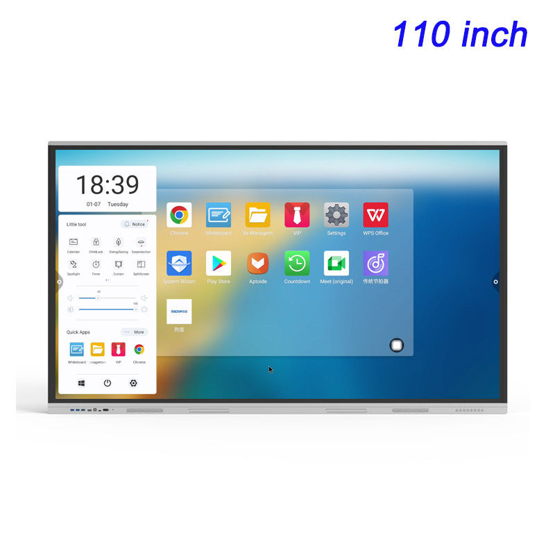 Panneau plat interactif intelligent interactif de 110 pouces Panneau UHD 4K avec système Android et Windows