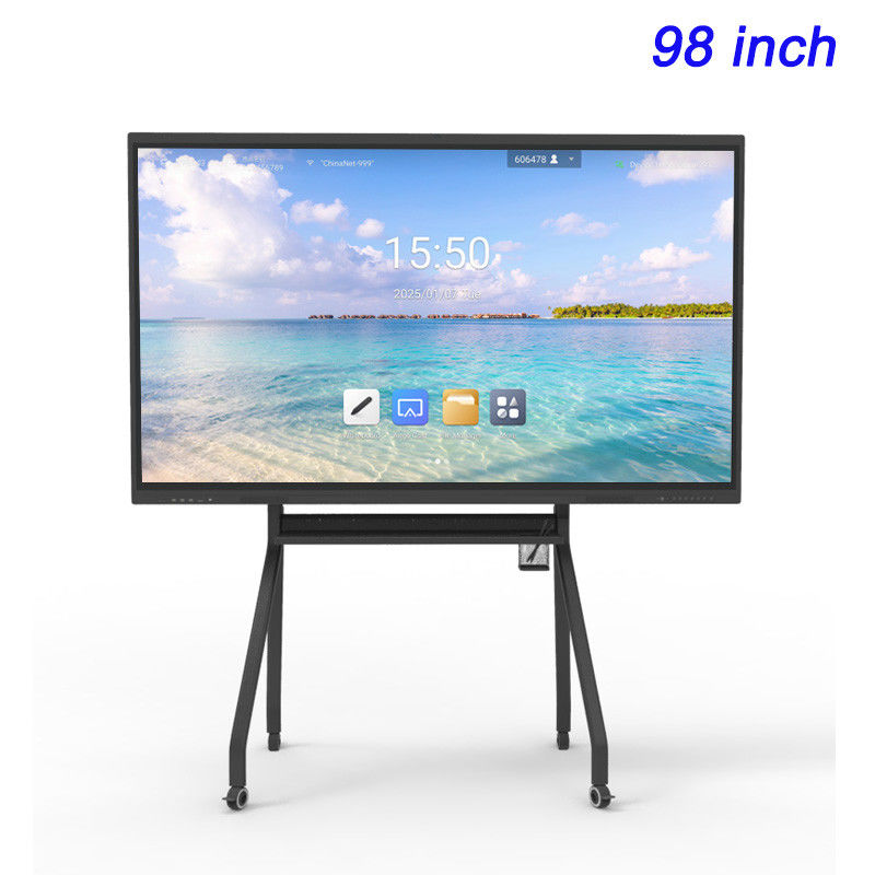 Tableau intelligent UHD 4K de 98 pouces Affichage interactif à écran plat pour vidéoconférence à distance
