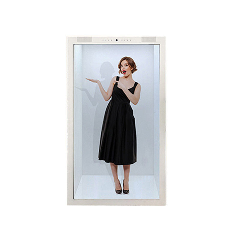 75 inch Whit 4K transparent advertising display manufacturer For Product Display And Interactive Branding