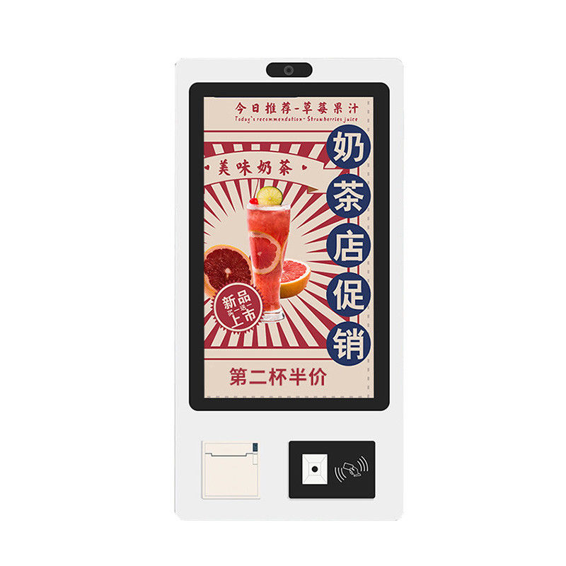 23.6-inch Unmanned Supermarket Clover Self Order Kiosk with Facial Recognition Payment Checkout