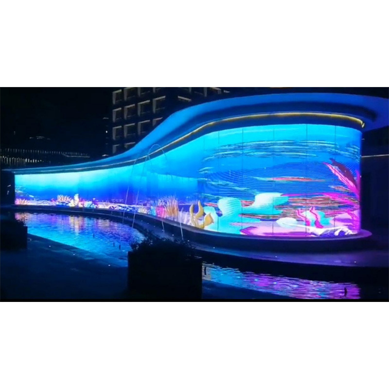 High Brightness Indoor Outdoor SMD P3.9-7.8 Full Color Video Wall Glass LED Mesh Transparent LED Display Screen