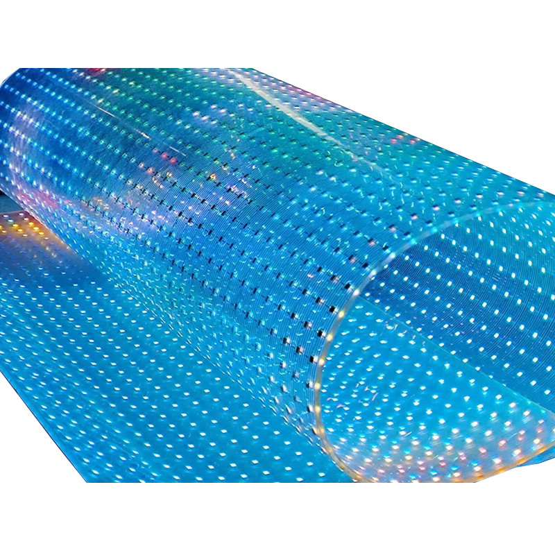LED Screen Film Transparent Flexible Curved Video Wall Commercial Ads Led Ad Displays Stick on Glass Window Indoor Advertising