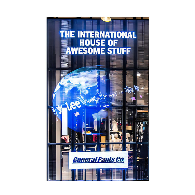 Pen/Finger Touch Writing Method Flexible Film Screen for Retail Window Glass , High Brightness Transparent LED Panel Display