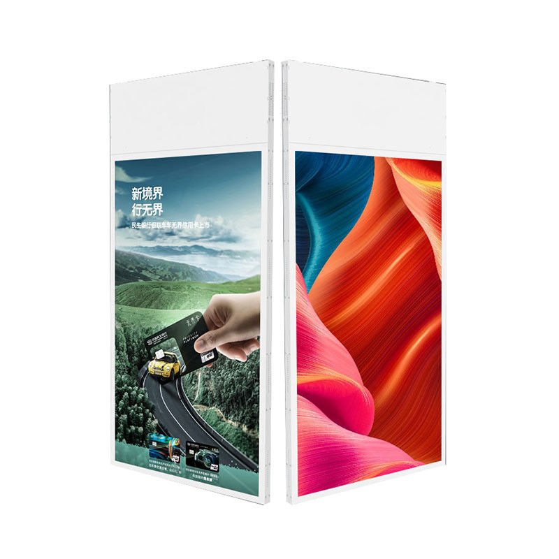 65 pulgadas de doble cara señalización digital de alto brillo integrado de doble cara ventana pantalla de publicidad