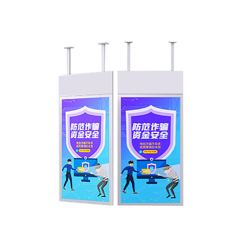 Pantalla publicitaria colgante de 43 pulgadas HD con borde ultradelgado para tienda de té con leche, menú digital