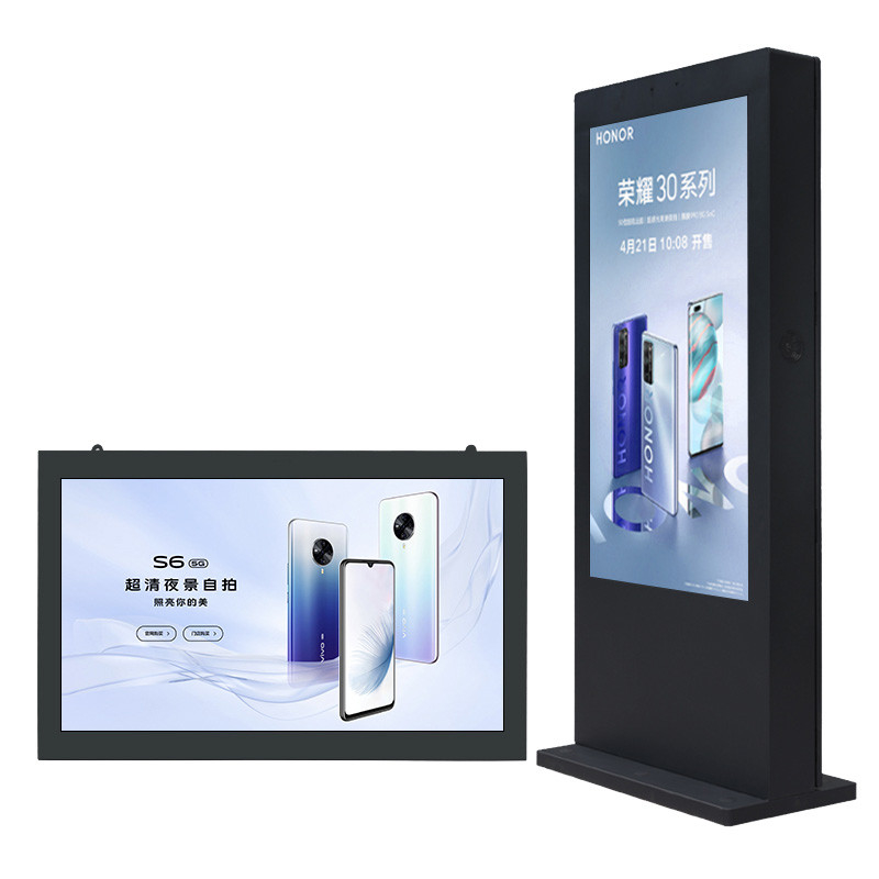 75 inch Full Screen Floor Standing Advertising Display Standing player with 4K Ultra HD Resolution and Aluminum Alloy Frame