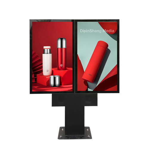 Máquina de video para exteriores con pantalla inteligente de doble pantalla montada en columna, a prueba de lluvia y alto brillo de 49 pulgadas