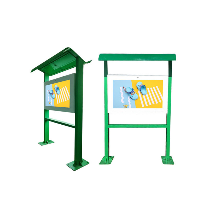 49 pulgadas de pantalla horizontal a medida verde doble columna de señalización digital toldo inteligente máquina de publicidad al aire libre a prueba de lluvia