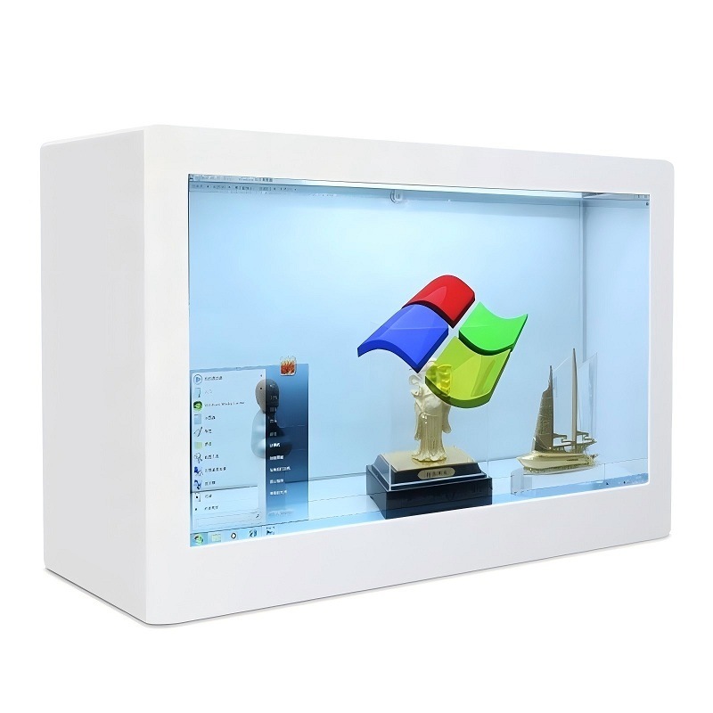 27 inch capacitive touchscreen transparent lcd screen price box indoor table stand advertising screen for supermarket