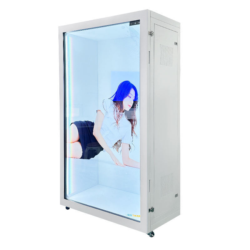 Caixa de visualização transparente holográfica de vídeo 3D de 85 polegadas Interior Caixa de visualização LCD Vitrine Holobox Display Holograma Gabinete interativo