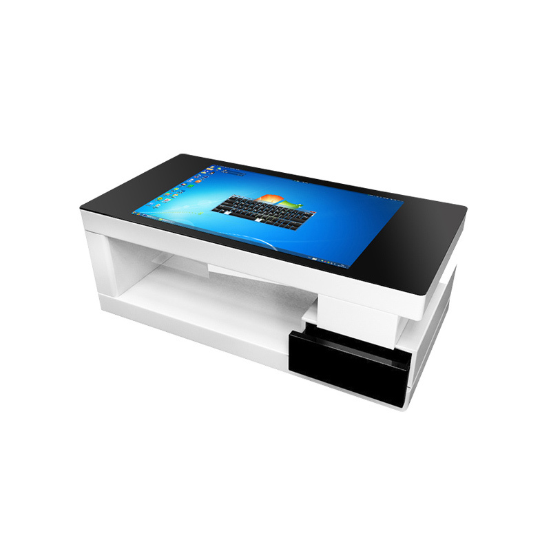 حجم مخصص 43 بوصة شاشة LCD طاولة الإعلان لاعب متعددة التفاعلية 4K مقاومة للماء شاشة اللمس الروبوت الذكية طاولة القهوة