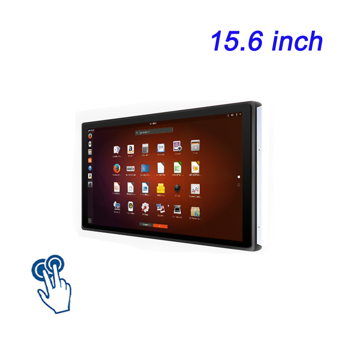 Monitor de pantalla táctil de 15,6 pulgadas con Linux OS Panel táctil capacitivo para negocios