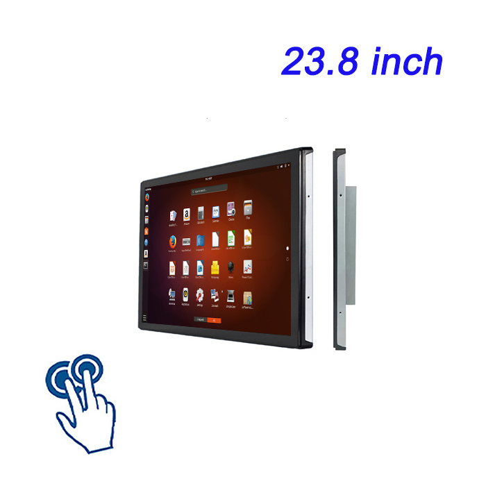 Pantalla táctil HDMI de montaje en rack para PC industrial todo en uno integrada totalmente metálica de 23,8 pulgadas