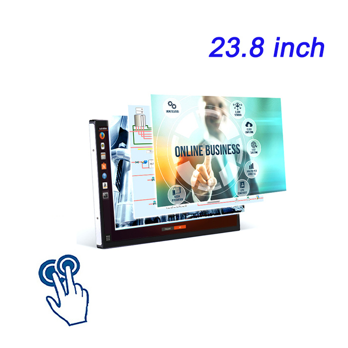Pantalla táctil HDMI de montaje en rack para PC industrial todo en uno integrada totalmente metálica de 23,8 pulgadas