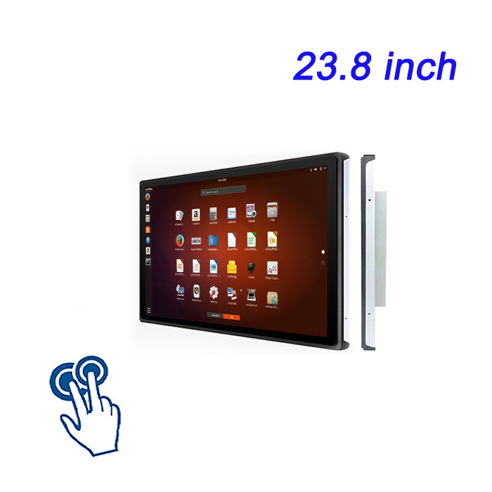 Pantalla táctil HDMI de montaje en rack para PC industrial todo en uno integrada totalmente metálica de 23,8 pulgadas
