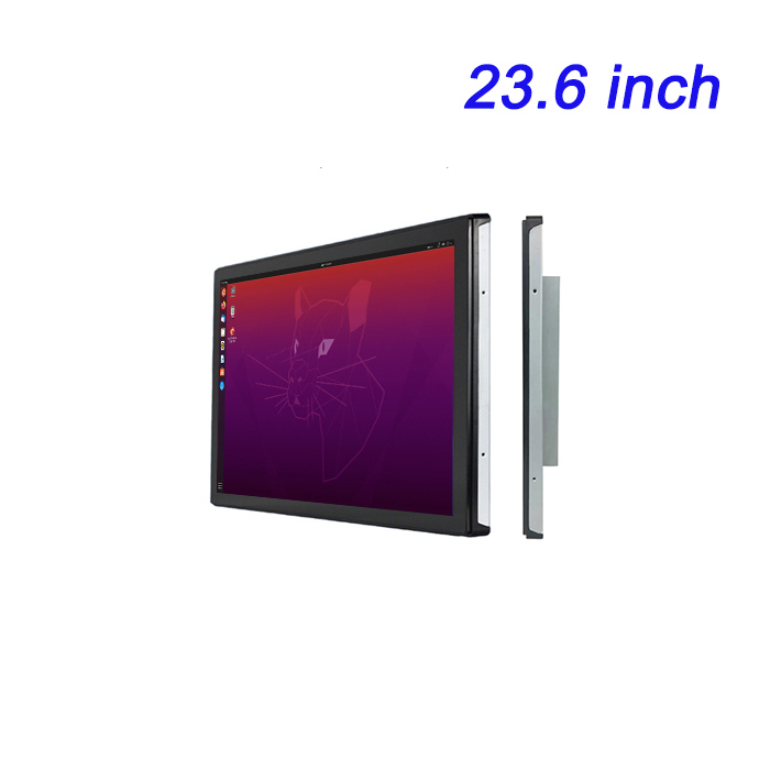 23.6 pulgadas montado en la pared condensador de control industrial resistencia de pantalla configuración PLC computadora Linux