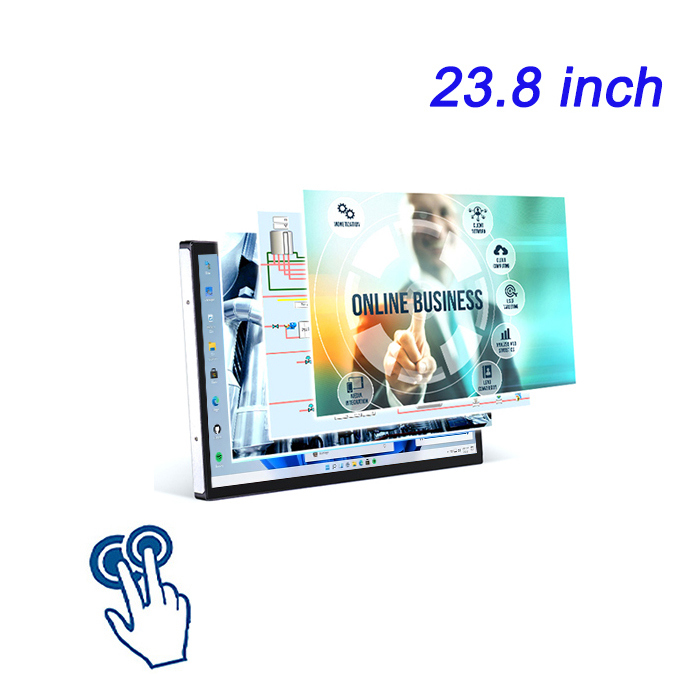 Pantalla LCD táctil capacitiva de 23.8 pulgadas con marco de metal, compatible con controladores y software personalizables