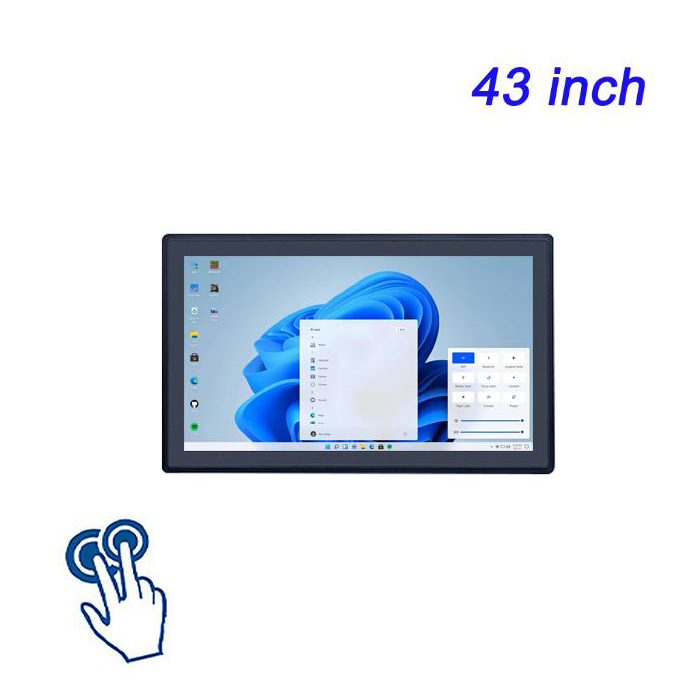 Casilla de metal de montaje de 43 pulgadas con pantalla táctil LCD Monitor frontal de grado industrial de clasificación IP65