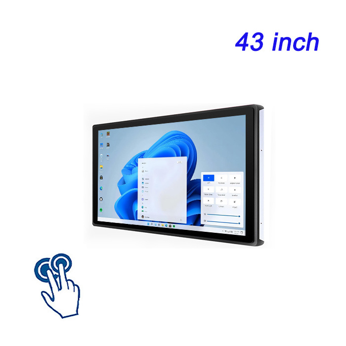 Casilla de metal de montaje de 43 pulgadas con pantalla táctil LCD Monitor frontal de grado industrial de clasificación IP65