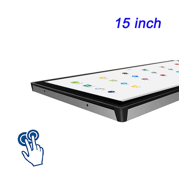 Monitores de pantalla táctil capacitiva de pantalla ancha IPC industrial de 15 pulgadas integrados, monitor de montaje en panel de grado industrial