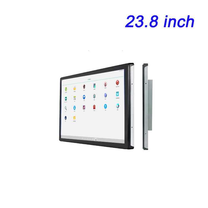 Pantalla industrial sin ventilador de 23.8 pulgadas personalizada, totalmente de aluminio, para computadora de control industrial integrada