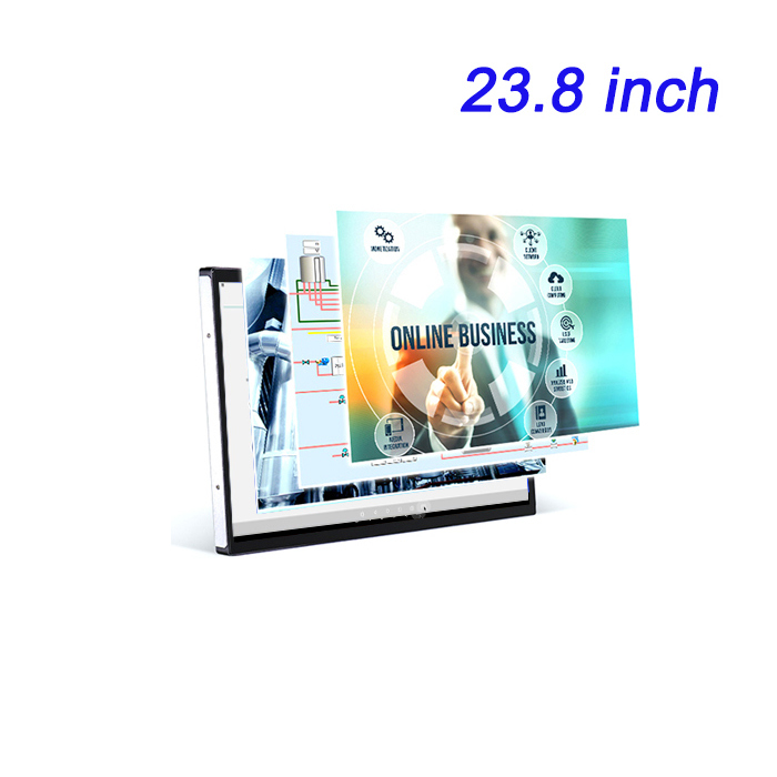Pantalla industrial sin ventilador de 23.8 pulgadas personalizada, totalmente de aluminio, para computadora de control industrial integrada