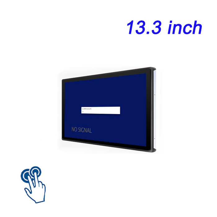 13.3 Inch Capacitive Resistor Multi Touch Monitor Embedded All Aluminum Fully Enclosed Front Switch USB Configuration Display