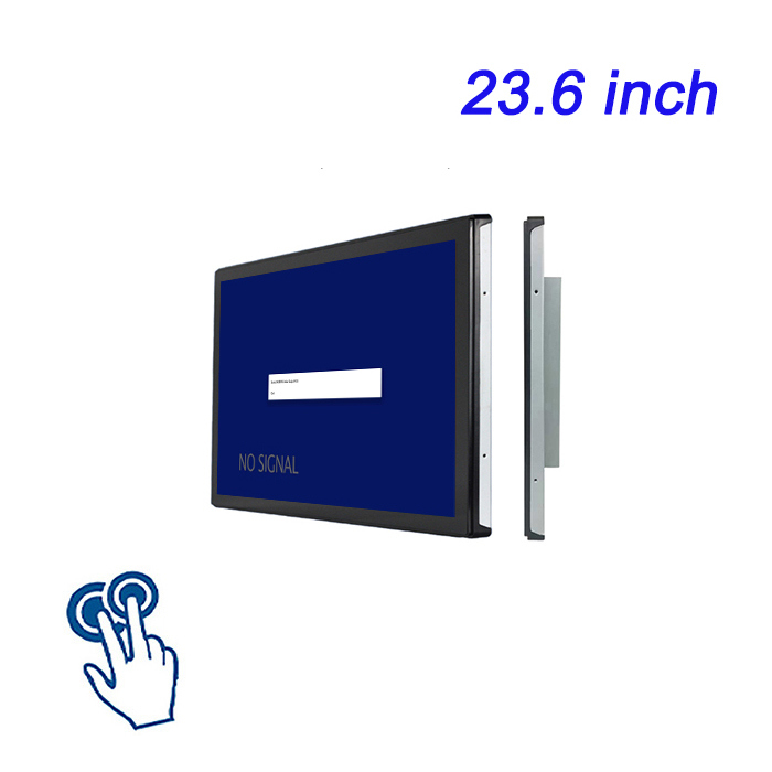 23.6 pulgadas Control industrial profesional integrado Computadora de interferencia electromagnética montada en la pared Configuración de computadora industrial táctil capacitiva