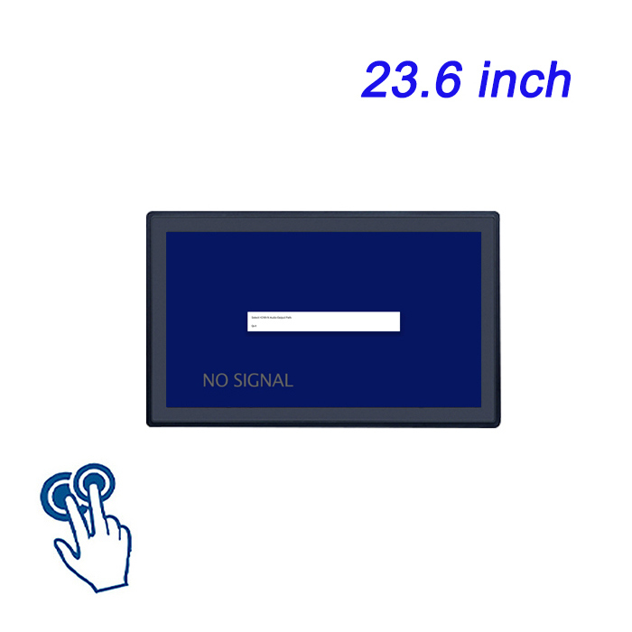 23.6 pulgadas Control industrial profesional integrado Computadora de interferencia electromagnética montada en la pared Configuración de computadora industrial táctil capacitiva