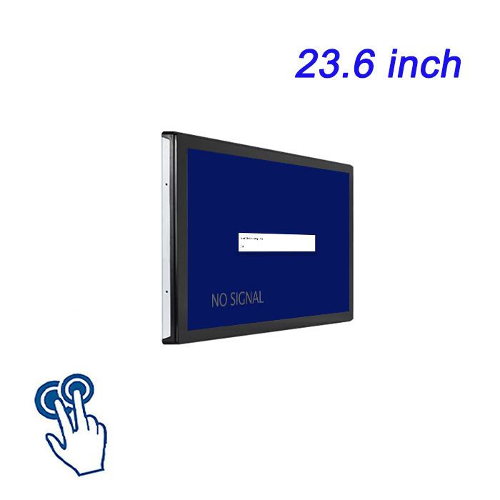 23.6 pulgadas Control industrial profesional integrado Computadora de interferencia electromagnética montada en la pared Configuración de computadora industrial táctil capacitiva