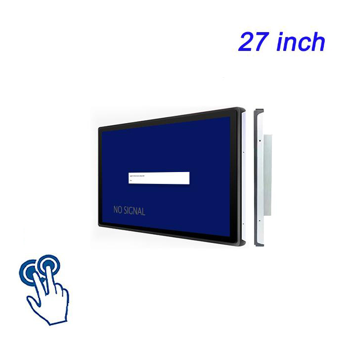27 pulgadas Nuevo sistema de autoservicio inteligente integrado para ordenar control industrial pantalla táctil pantalla de resistencia al ordenador totalmente cerrada