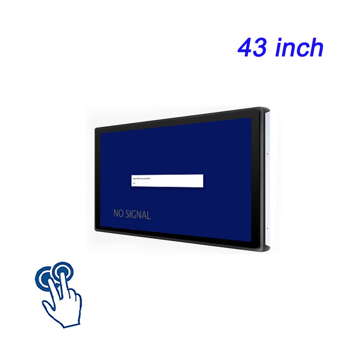 43 pulgadas totalmente cerrada a prueba de polvo máquina táctil incorporada red dual multi puerto serial capacitivo pantalla
