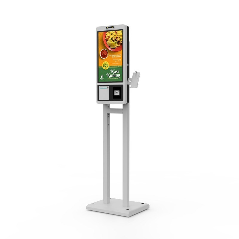 21.5 Inch Windows Touch Kiosk Ordering System Machine With POS System Cash Accepter Payment Kiosk QR Code Scanner for Restaurant