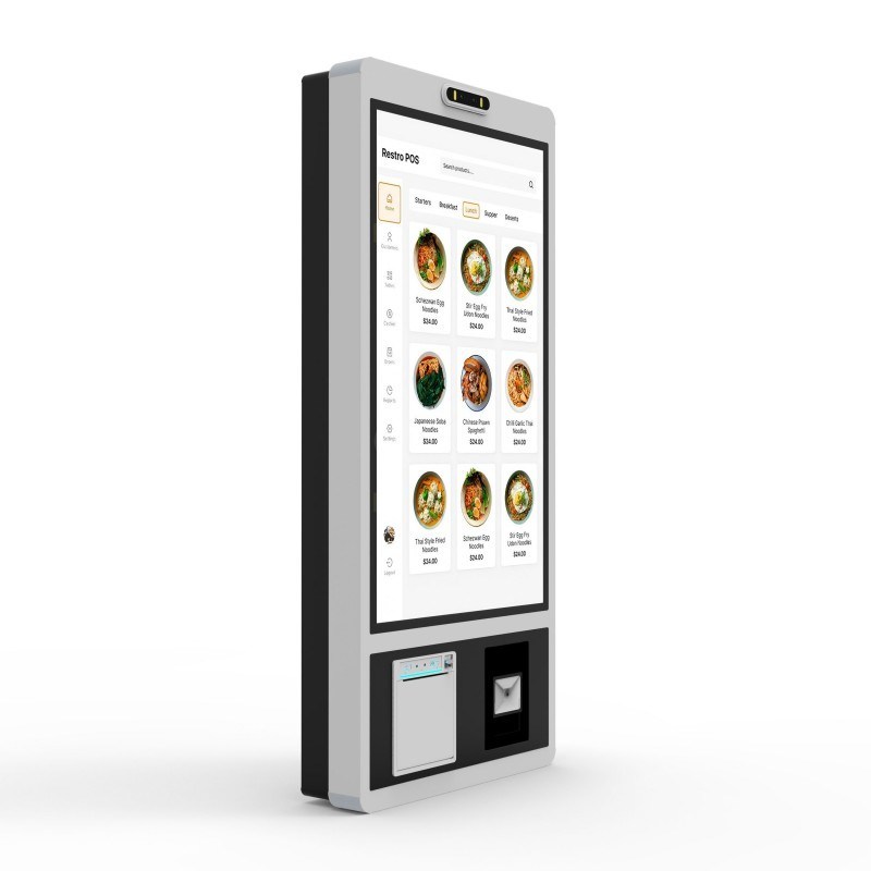 32 pulgadas Restaurantes POS Terminal Comida rápida Quiosco de auto-pedidos Smart Digital Quiosco de autoservicio Máquina de pago de aluminio con impresora