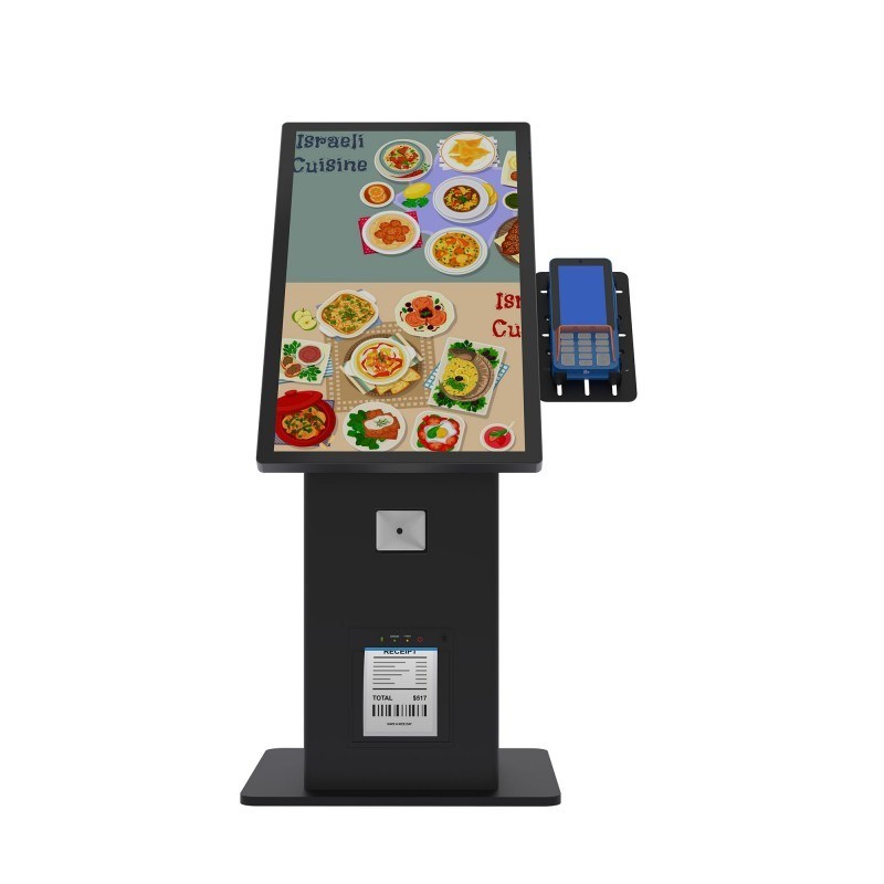 Quiosco de autoservicio de escritorio de 21,5 pulgadas con impresora POS, quiosco de pedidos, menú digital de restaurante, quioscos de autopago
