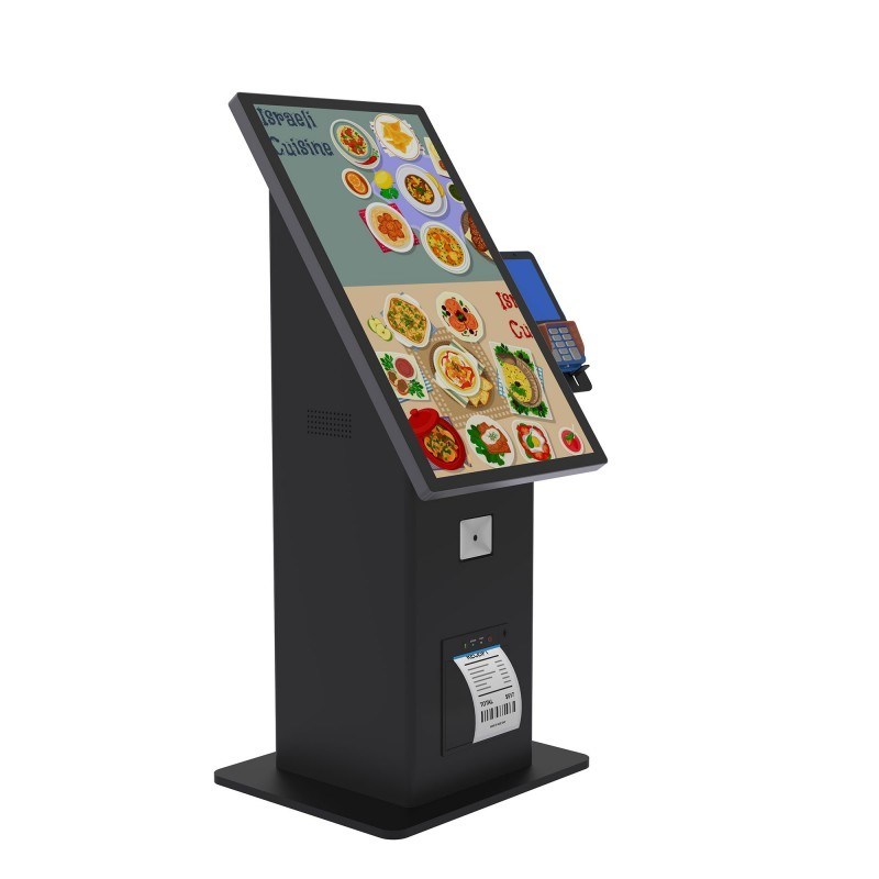Quiosco de autoservicio de escritorio de 21,5 pulgadas con impresora POS, quiosco de pedidos, menú digital de restaurante, quioscos de autopago