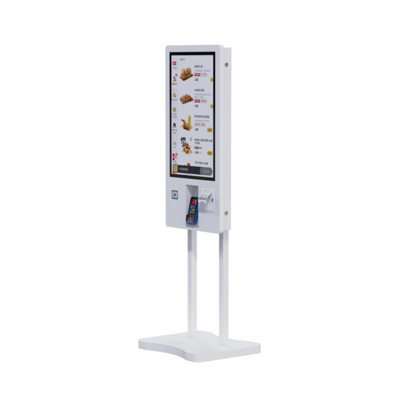32 pulgadas Vertical Blanco Máquina de Pos de auto-registro Quiosco de comida Máquina de venta de menú Tablero para el restaurante del centro comercial
