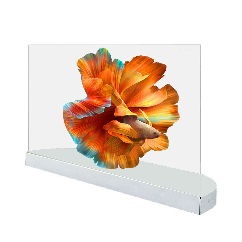 Écrans de télévision transparents OLED 2K HD de bureau horizontaux à écran tactile capacitif de 55 pouces