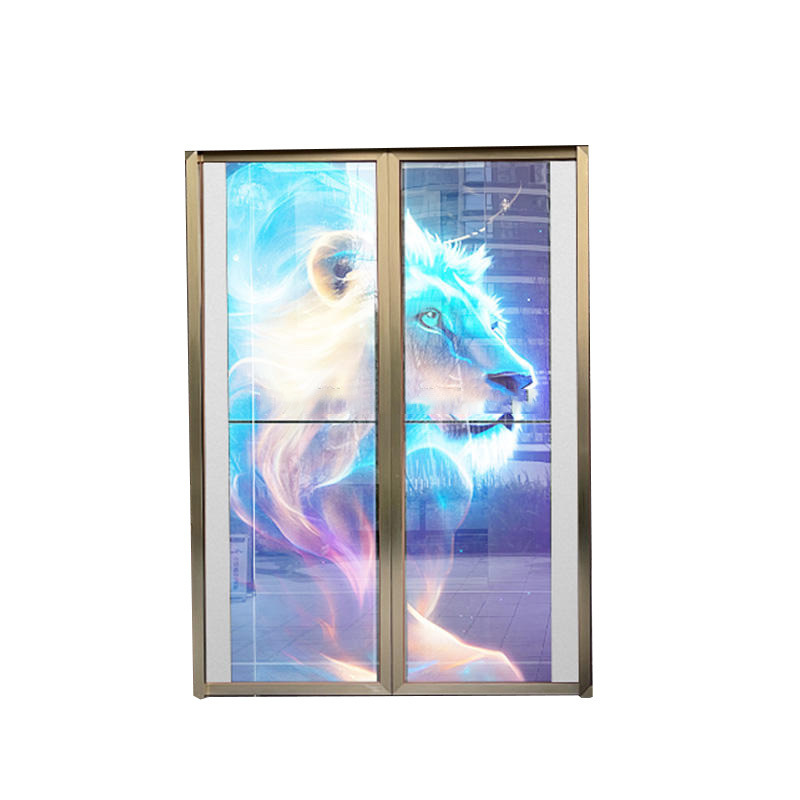 Téléviseur OLED transparent 55 pouces Porte automatique auto-lumineuse Affichage publicitaire sur le mur