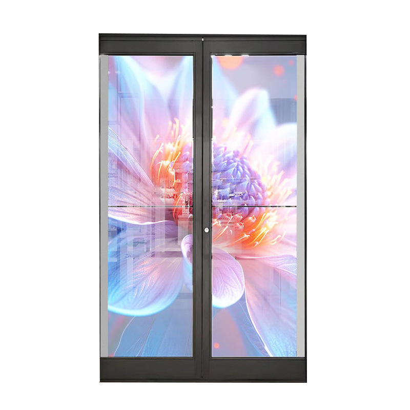 Téléviseur OLED transparent 55 pouces Porte automatique auto-lumineuse Affichage publicitaire sur le mur