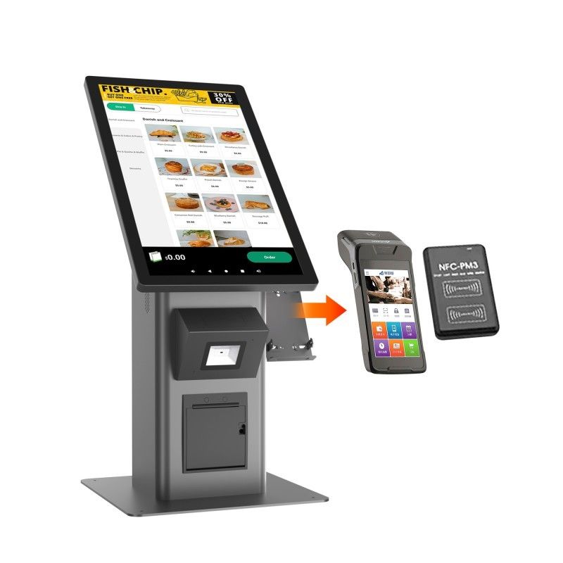 23.8 Inch Restaurant Self Service Kiosk with NFC POS Terminal LCD Android Touch Screen for Payment Self-Ordering Terminal