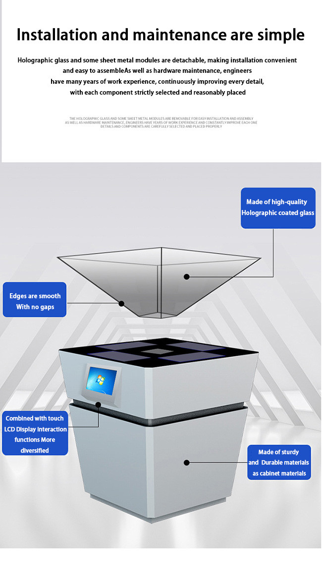 Hô-lô-gơm tương tác hiển thị sản phẩm 360 3D Hologram Screen Box cho tiếp thị bán lẻ 2